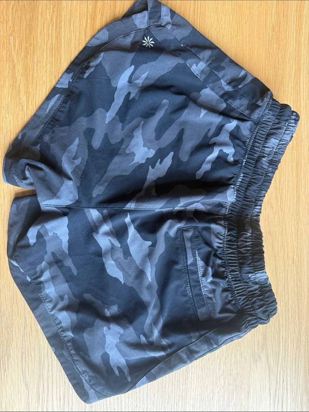 Girls Black Camo Athletic Shorts - Elastic Waist & Zip Pockets